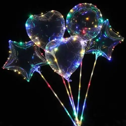 ins网红气球带灯发光透明波波球led彩灯新年礼物卡通手持托杆气球