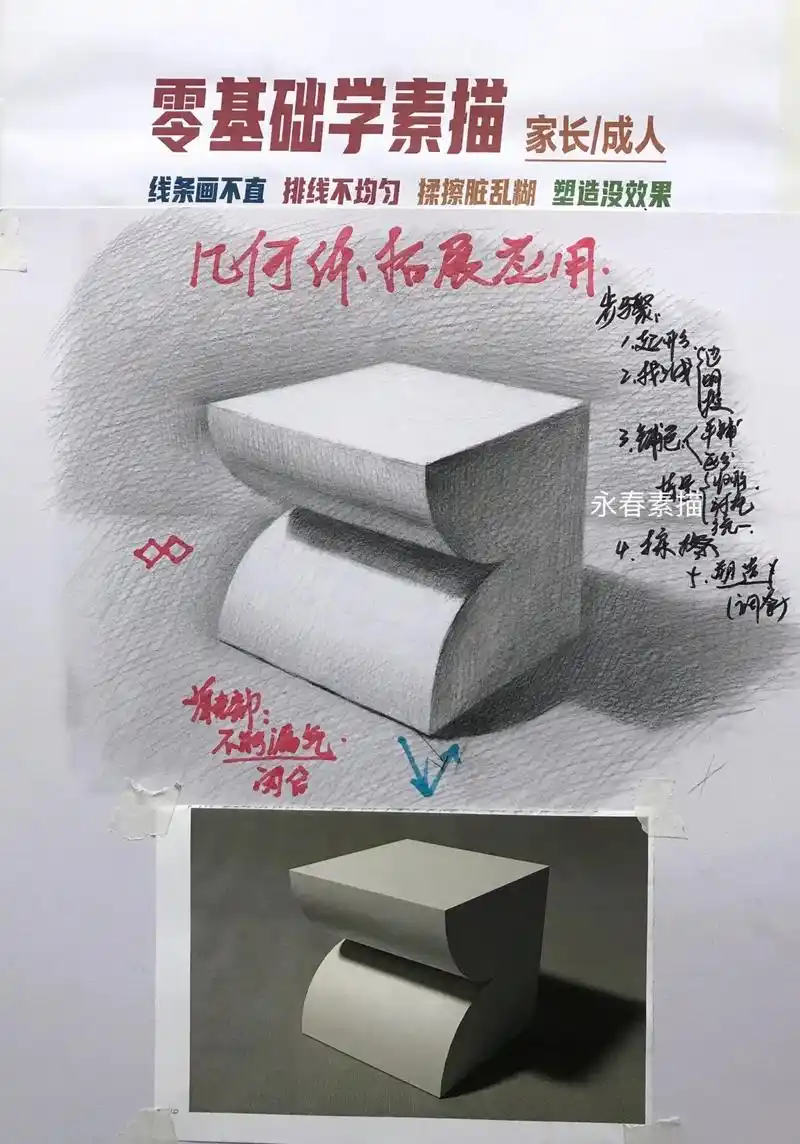 素描静物石膏几何体拓展应用单体步骤图.#零基础学画画 #素描 - 抖音