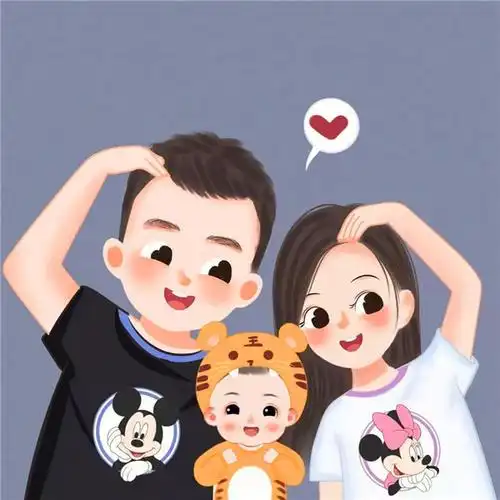 温馨幸福卡通亲子全家福头像图片