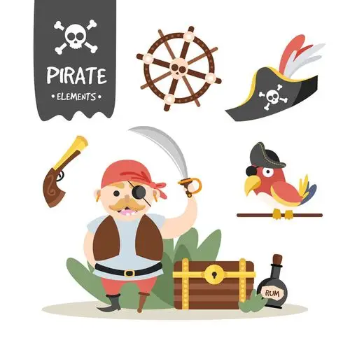 手绘海盗人物其他元素矢量素材