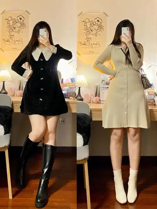 172140斤微胖女生看过来60显瘦气质连衣裙