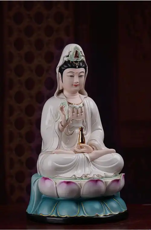 9696洛施芙 观世音佛像家用供奉陶瓷佛摆件观音菩萨神像保平安