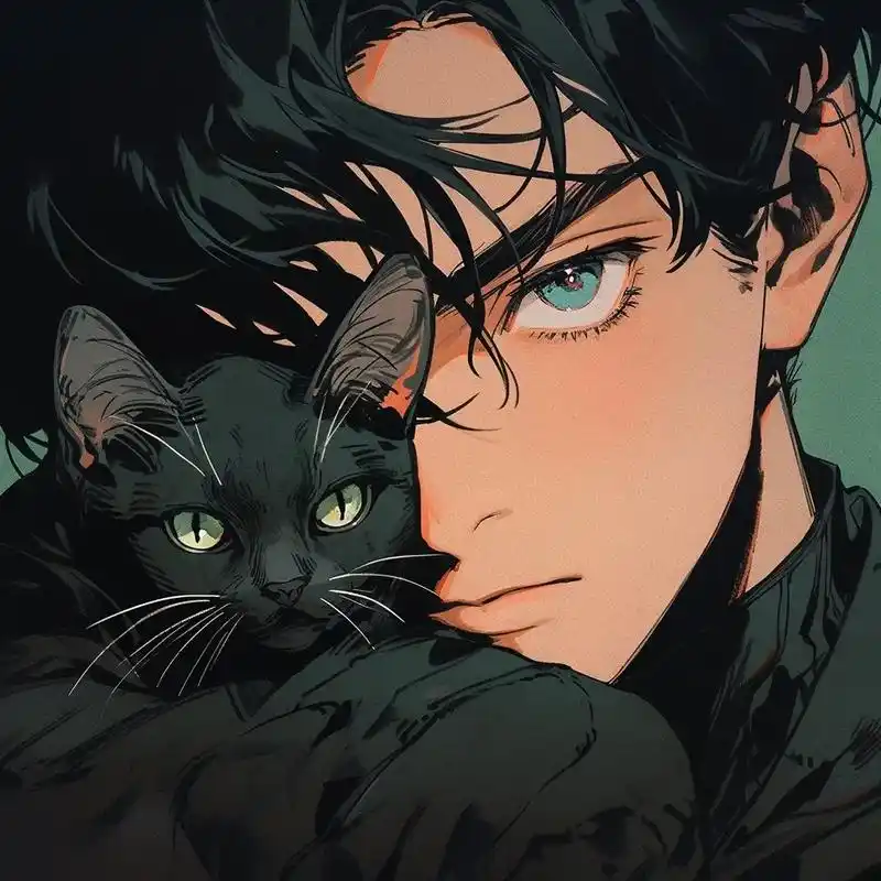 系列头像|男生与猫.#midjourney #慵懒偏冷淡风头 - 抖音