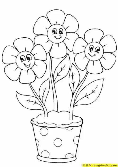 10张春日漂亮的花朵儿童卡通可涂色简笔画