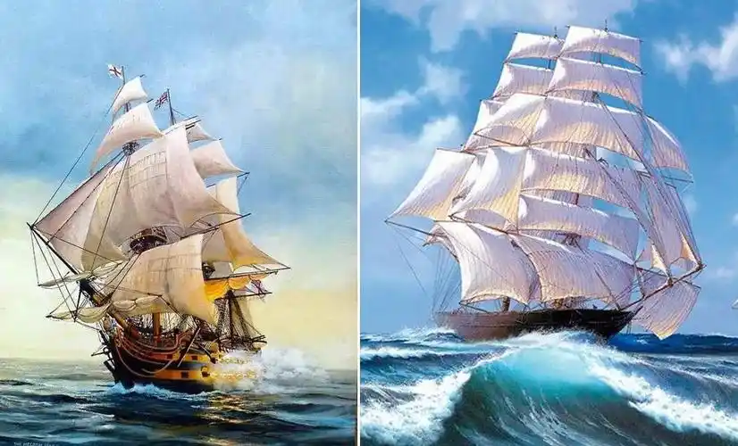 儿童画教程|剪贴画乘风破浪的帆船