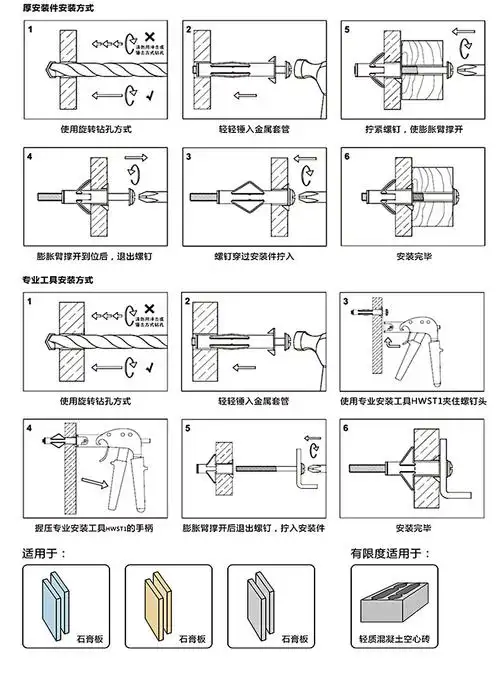飞机膨胀螺栓塑料胀套胀塞飞机锚栓石膏板空心砖空心墙膨胀螺丝钉膨胀
