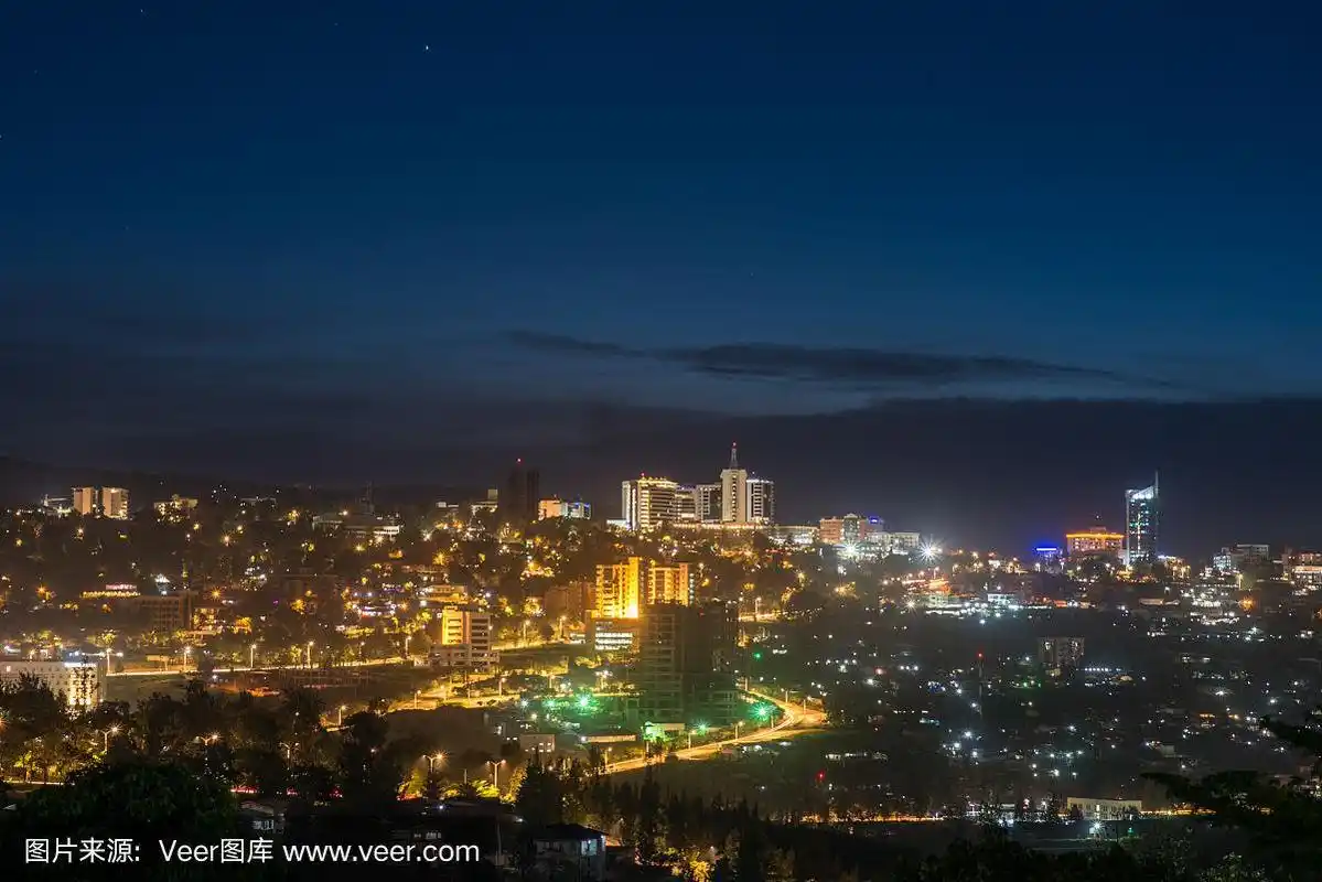 卢旺达首都基加利的夜景