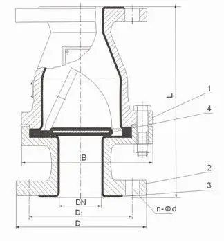 h44j旋启式衬胶止回阀结构图