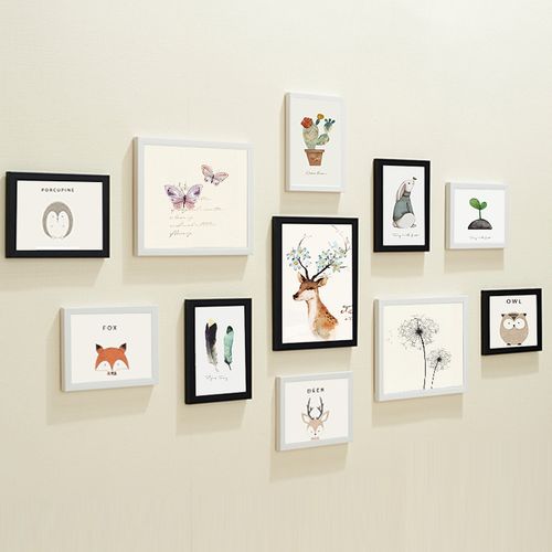 相框照片墙客厅装饰画挂墙 7寸10寸家庭电视背景墙儿童卧室组合墙
