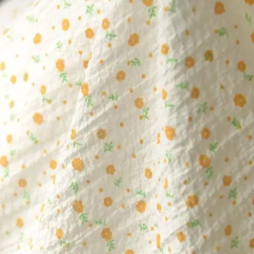 围巾diy面料姜黄小花波点聚脂纤维布料上衣连衣裙长裙娃衣汉服装