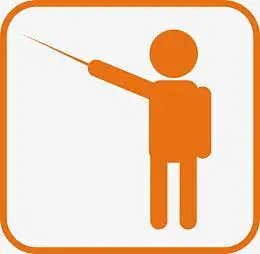 橙色指示符号卡通小人矢量图