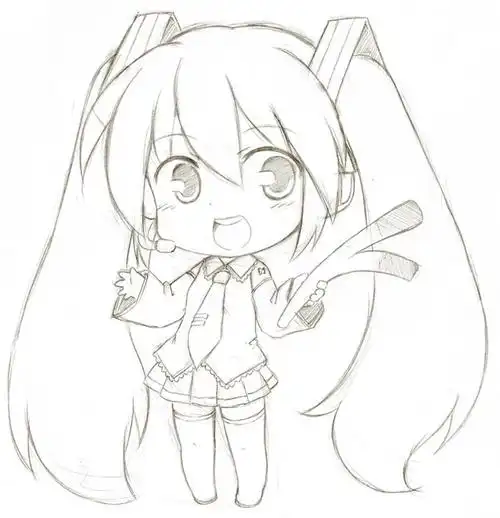 q版人物线稿 初音未来