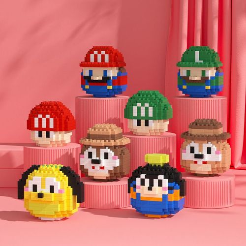 超级玛丽胡迪兼容乐高微颗粒拼搭积木儿童益智卡通玩具桌面摆件