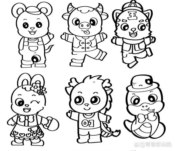 115 十二生肖 简笔画 学前教育幼儿园