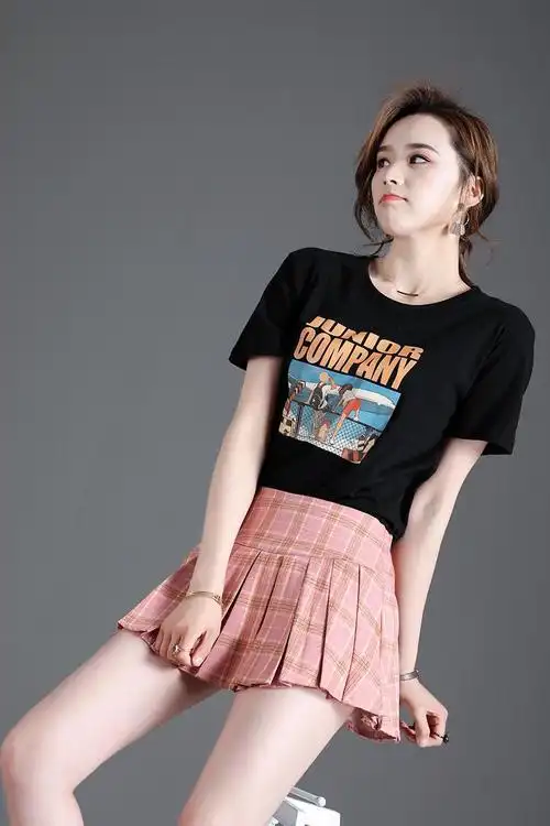 超短裙女格子百褶裙学生高腰迷你半身无安全裤内衬矮个子小裙子夏粉色