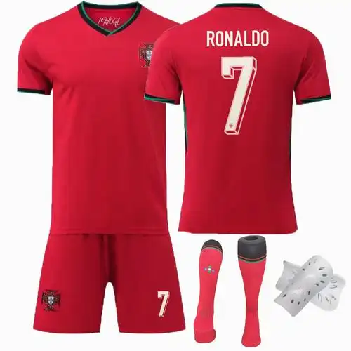 24-25 欧洲杯葡萄牙主场新款球衣儿童成人运动套装团购男女足球服