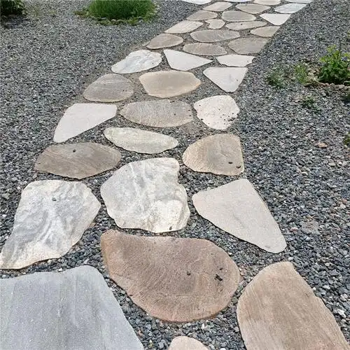 景观公园路面用鹅卵石切片 汀步石 河卵石双面片石 踏步石
