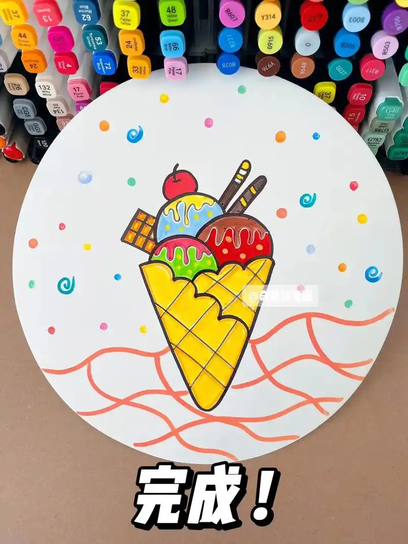 用字母b趣画夏日冰淇淋简笔画,一学就会.跟我一起画简单又可爱 - 抖音