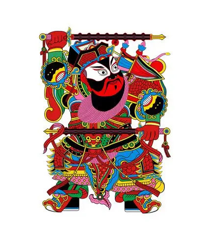 年画临摹—门神(1)|平面|图案|菜板上的一只鸟 - 原创作品 - 站酷