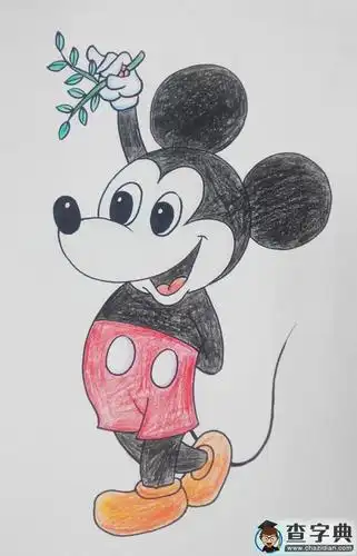 米老鼠蜡笔画,卡通人物儿童画图片欣赏