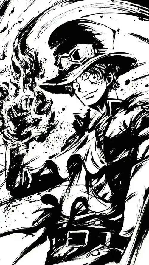 海贼王水墨风黑白高清手机壁纸