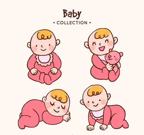 4款粉色婴儿设计矢量素材