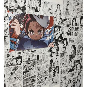 咒术回战黑白漫画墙纸鬼灭之刃电锯人动漫海报卧室床头壁纸海贼王 鬼