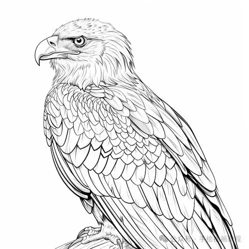 一组雄鹰的线稿素材