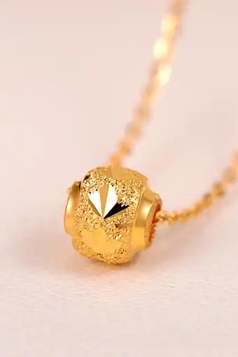 金瑞轩 足金转运珠吊坠项链 纯黄金首饰送红绳手链 情人节礼物