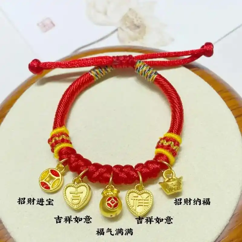 转运红绳 赶走霉运!#纯手工编绳 #手串搭配 #黄金 #首饰 - 抖音