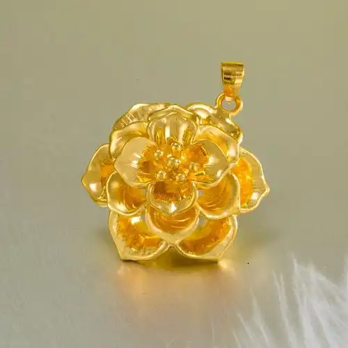 延金 足金999黄金花吊坠黄金项坠吊坠女款3d硬足金花朵新款吊坠 约重