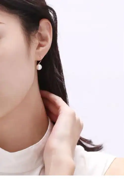 诸暨天然淡水珍珠耳钉耳环无瑕s925纯银耳勾高跟鞋款珍珠耳环