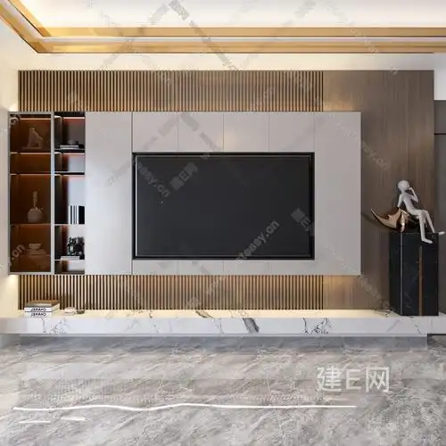 现代电视背景墙3d模型下载