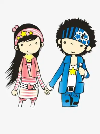 手绘情侣小人png素材-90设计