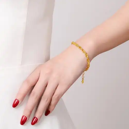 梦金园黄金手链足金999真情守护女士黄金手链计价黄金饰品首饰