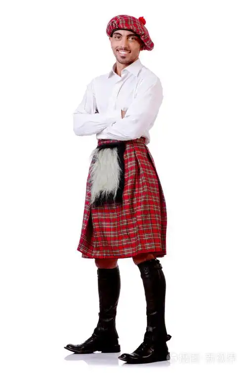 苏格兰传统概念与身穿苏格兰短裙的人