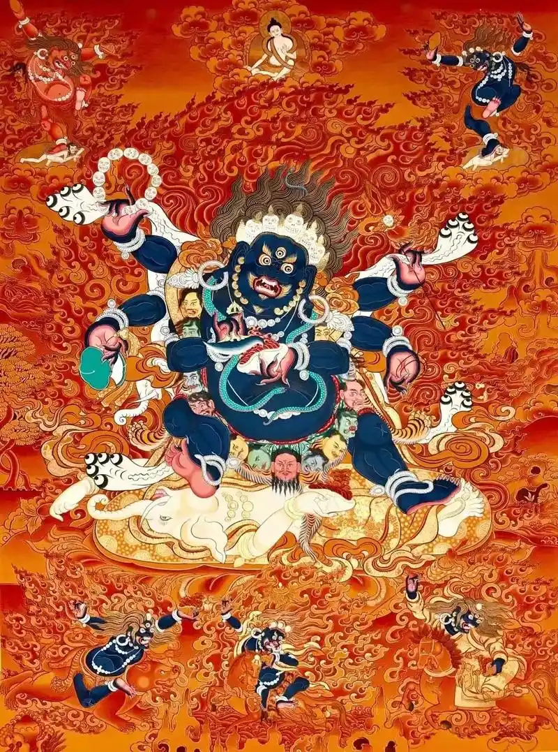 热贡唐卡《六臂玛哈嘎拉·大黑天》15:【中国热贡唐卡精品】青 - 抖音