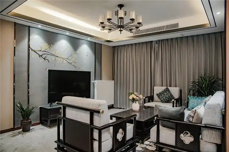 120㎡新中式电视背景墙装修效果图