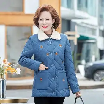 羽夕兔 中老年女装短款棉服女时尚洋气上衣妈妈装2022冬季新款棉义小