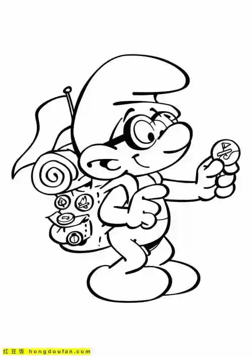 13张聪明伶俐的蓝精灵格格巫卡通涂色简笔画大全-红豆饭小学生简笔画