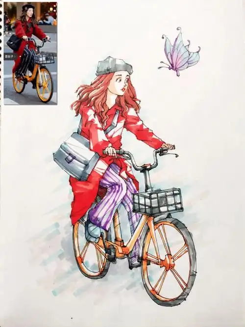 手绘打卡骑行系列13