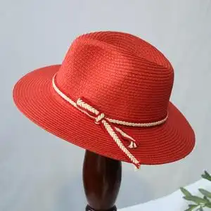 新款复古红色草帽礼帽女英伦夏季韩版潮帽子小辣椒太阳帽逛街女帽