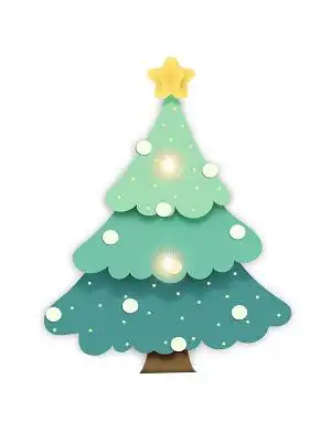 彩色卡通原创手绘圣诞节圣诞树圣诞元素png素材