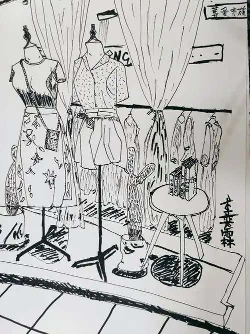 5.26丹尼斯校区学院素描班周日上午《橱窗速写写生》