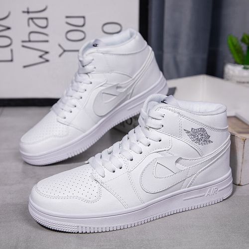 s i男鞋工厂aj空军一号高帮板鞋女时尚学生篮球运动鞋青少 白色发三角