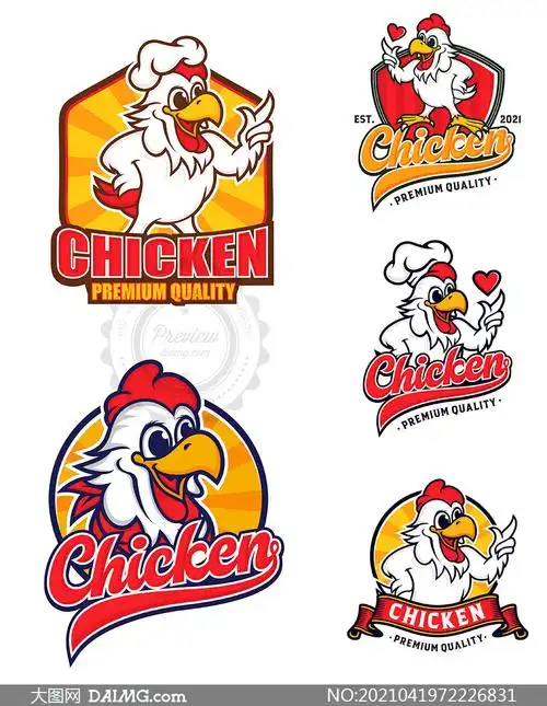 公鸡图案卡通创意标志设计矢量素材