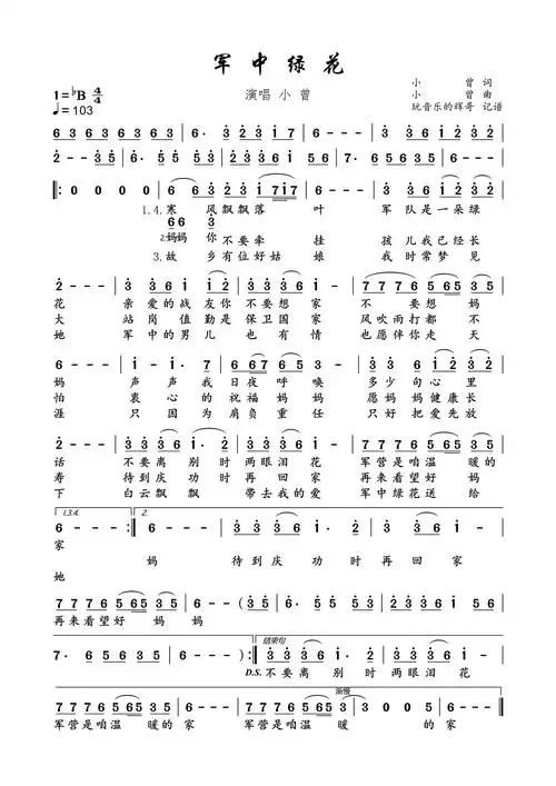 军中绿花(小曾演唱)