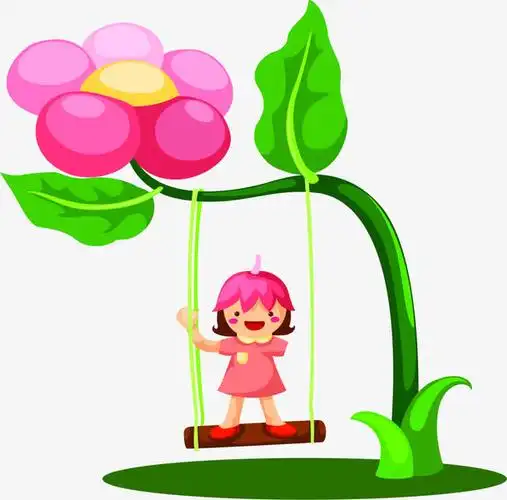 卡通儿童荡秋千童心