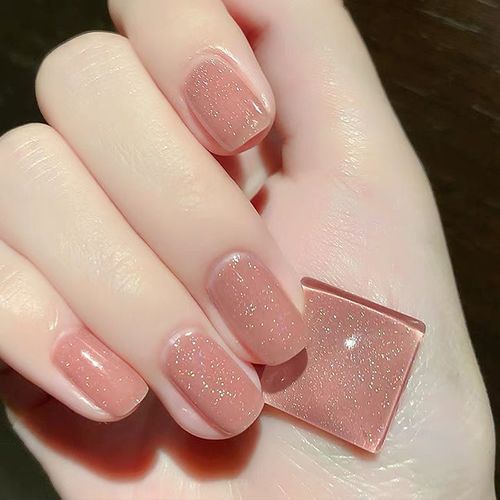 细闪裸粉色指甲油亮晶晶免烤持久不可撕拉防水速干网红款极光美甲