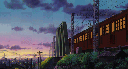 动漫虞美人盛开的山坡火车夜景gif动图_动态图_表情包下载_soogif